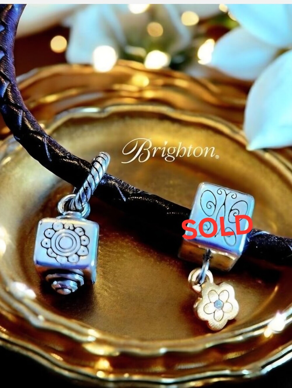 BRIGHTON Floral Cube Charm VINTAGE INSPIRED